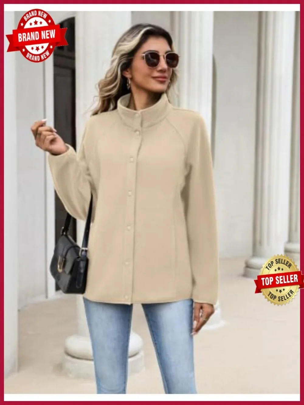 Zeagoo Women's Fleece Jacket Button Up Lightweight Winter Coat with Pockets